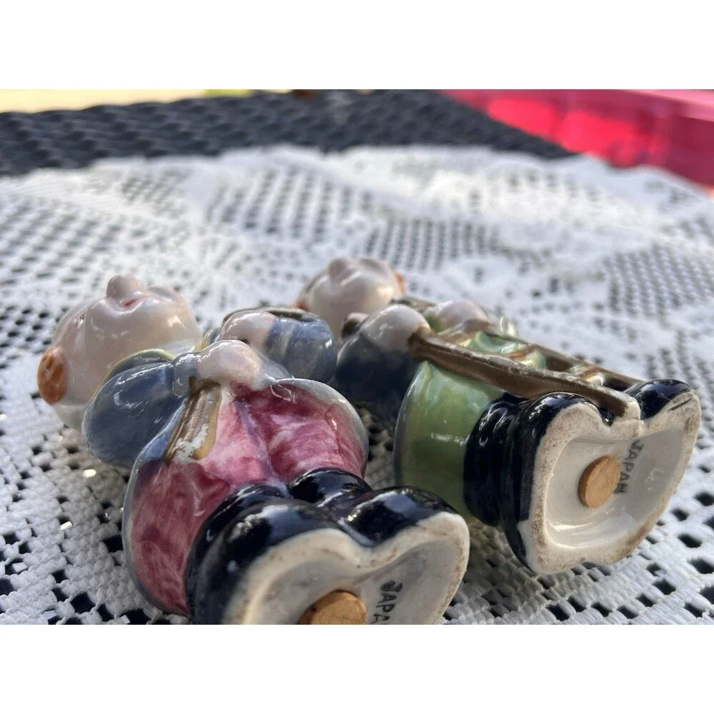 Vintage Japan Figural Salt & Pepper Shakers Carpenter Workers Ladder Hammer Pair